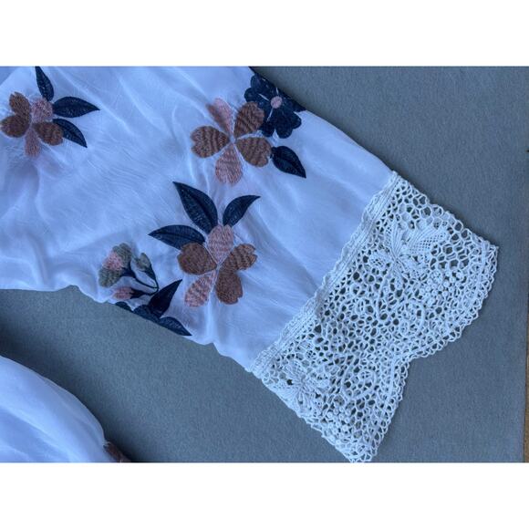 Johnny Was Boho White Dahlia Georgette Blouse Lace Embroidery 3X - Picture 11 of 11